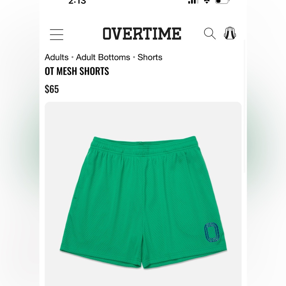 NWOT Overtime mesh shorts adult small